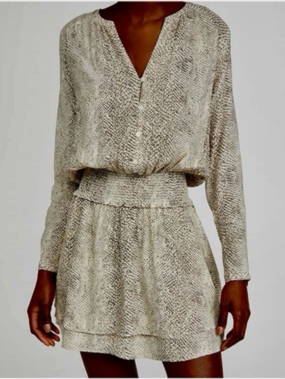 Rails Jasmine Snake-Print Long-Sleeve Mini Dress